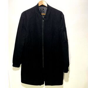 Topman Wool Rich coat time less closet staple black Fullzip casual winter men 40